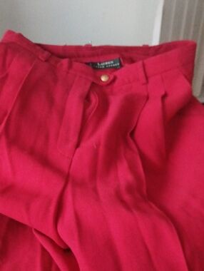 Polo by Ralph Lauren Red High-Waist Pleated Trousers